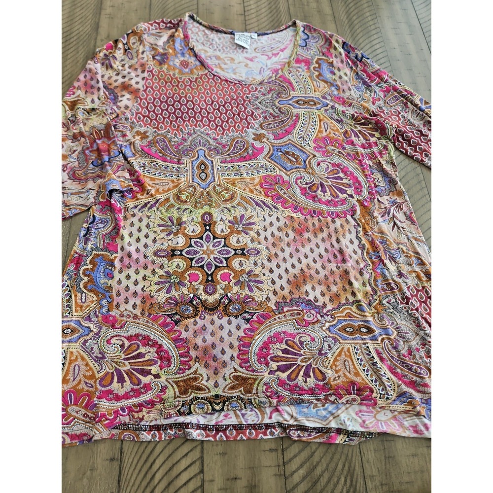 Parsley & Sage XL Vanessa Tunic Top Pink Paisley Floral Boho Fairy CottageCore - Picture 11 of 14